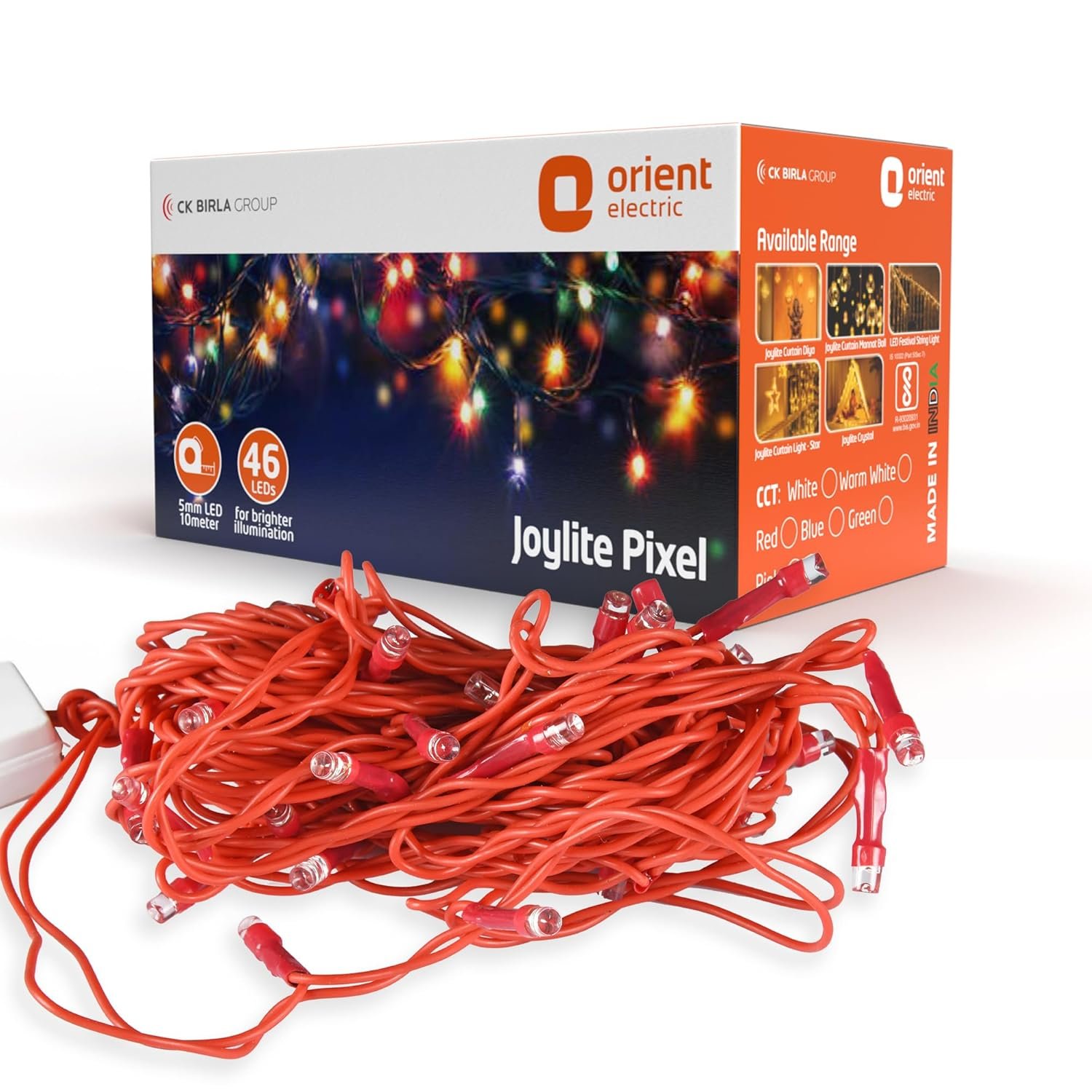 Orient Joylite LED Pixel Strip Light for Home Decoration | Direct Plug-in | 46 LEDs | Pack of 1 (10 Meter, Pixel Red)