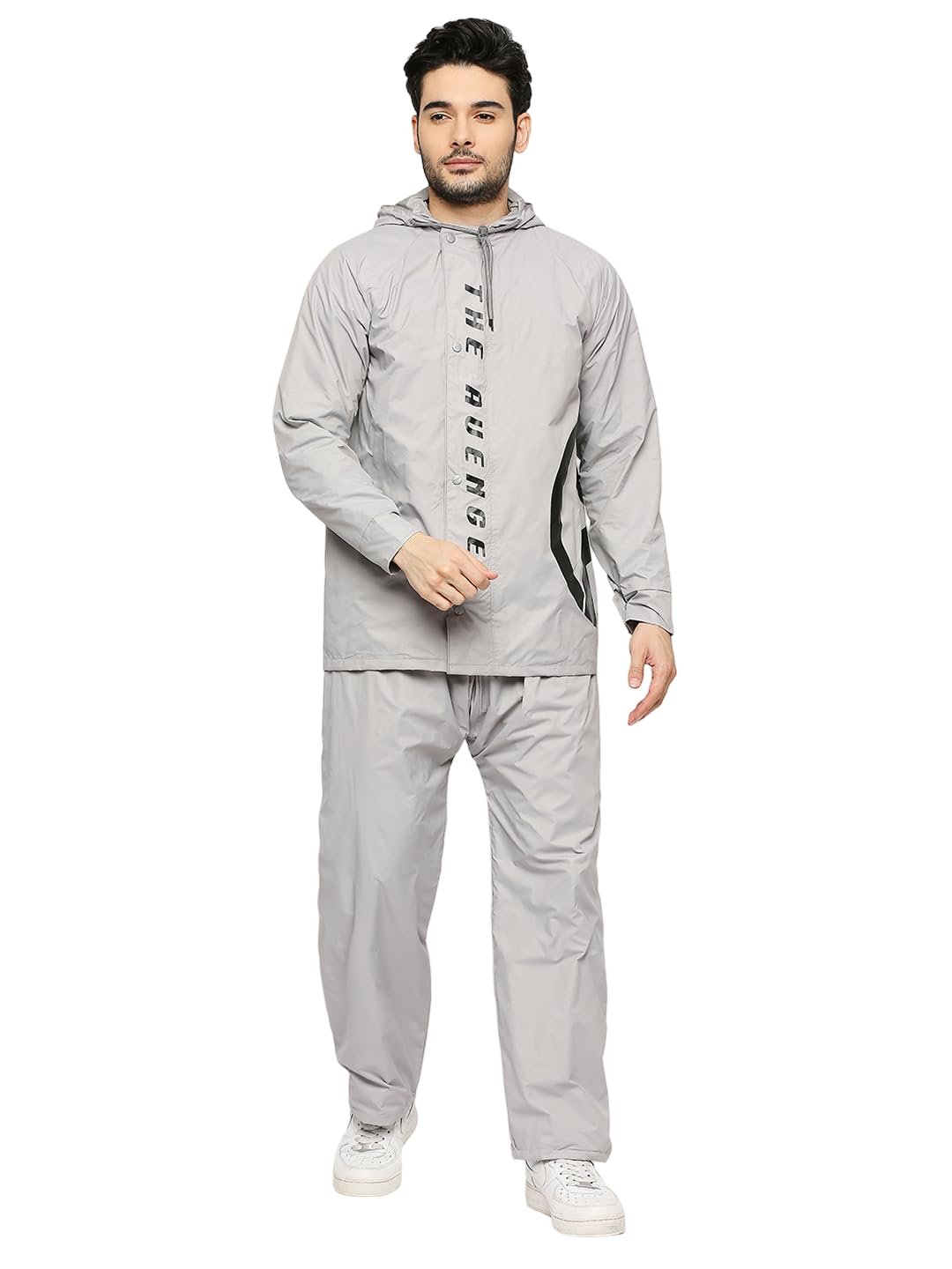 Citizen Avengers Reversible Raincoat for Men with Waterproof Pant, Inbuilt Hood | Durable & Lightweight Rainsuit | Grey