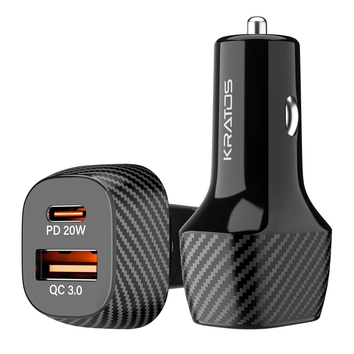 Kratos 51W Fast Car Charger with Dual Output, 51 Watts Total (28W USB + 25W Type C PD), Fast Charging, Adapter for iPhone & Android Smartphones and Tablets (Black)