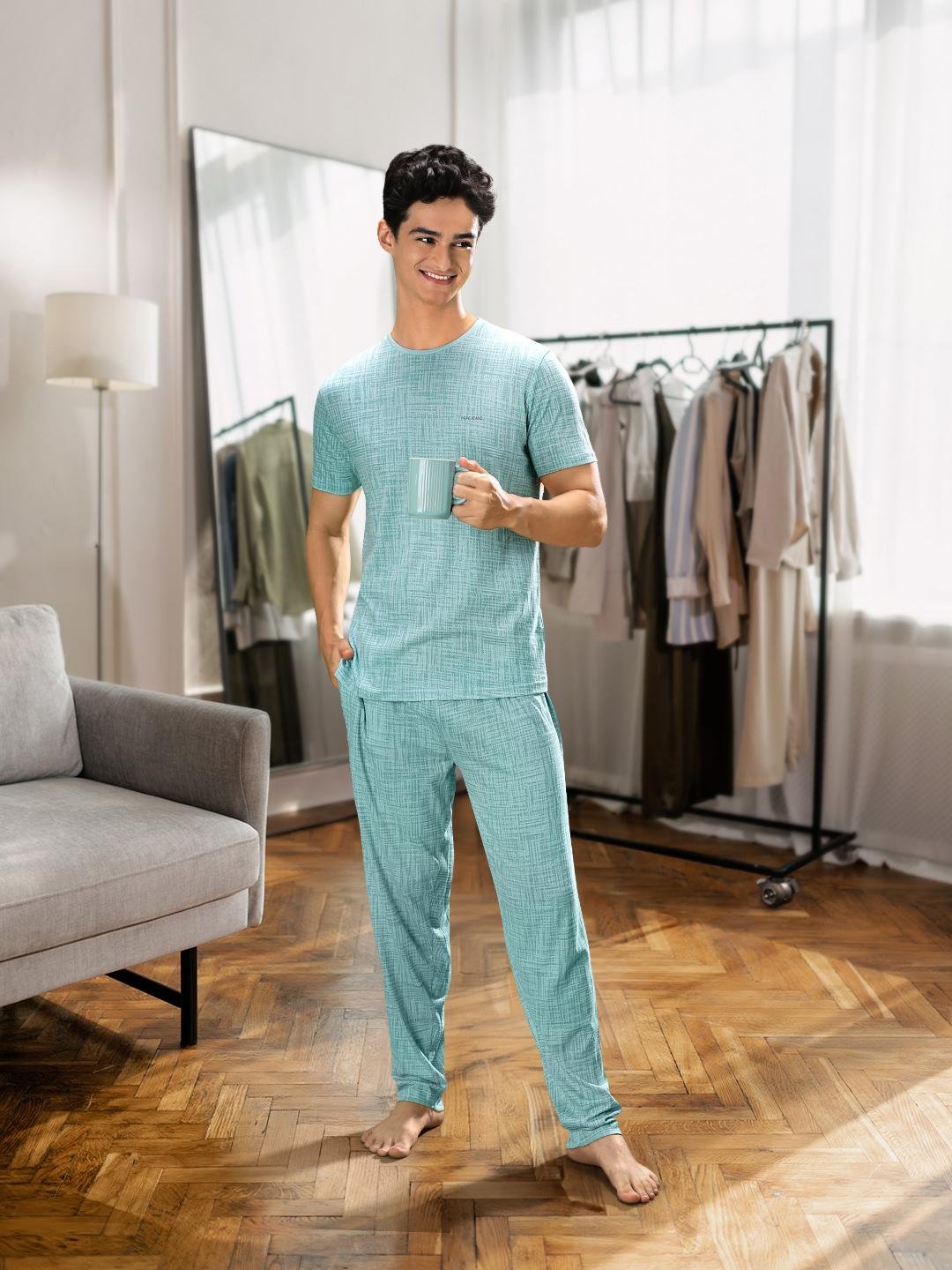 Buy Pepe Jeans Men Blue & White Printed Night Suit -  - Apparel for Men
