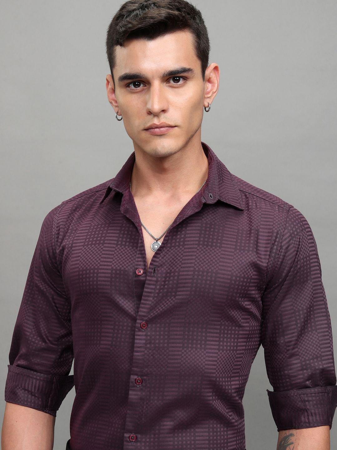 Buy HIGHLANDER Men Dobby Checked Occasion Slim Fit Shirt -  - Apparel for Men