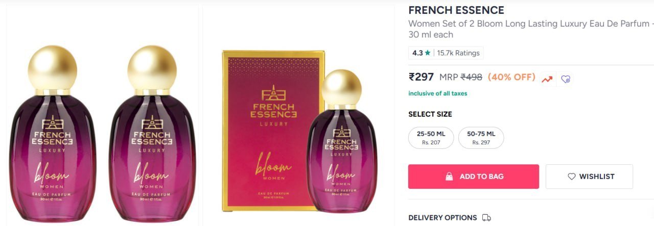 Buy FRENCH ESSENCE Women Set Of 2 Bloom Long Lasting Luxury Eau De Parfum   30 Ml Each -  - Personal Care for Women