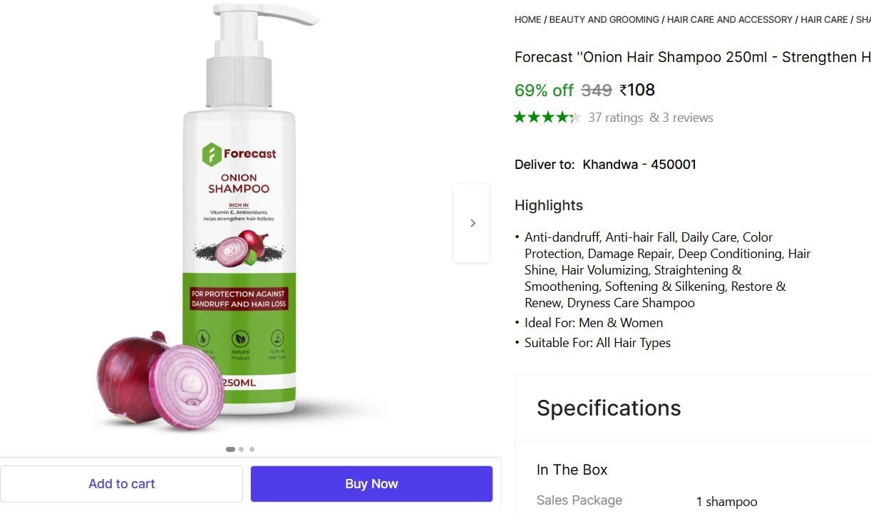 Forecast ''Onion Hair Shampoo 250ml - Strengthen Hair & Reduce Hair Fall'' - Price in India, Buy Forecast ''Onion Hair Shampoo 250ml - Strengthen Hair & Reduce Ha