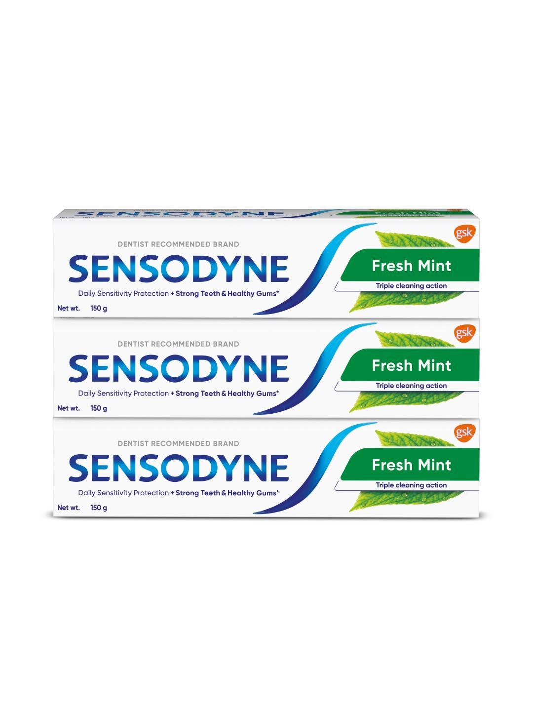 Buy Sensodyne Set Of 3 Fresh Mint Toothpaste For Strong Teeth & Healthy Gums   150g Each -  - Personal Care for Unisex