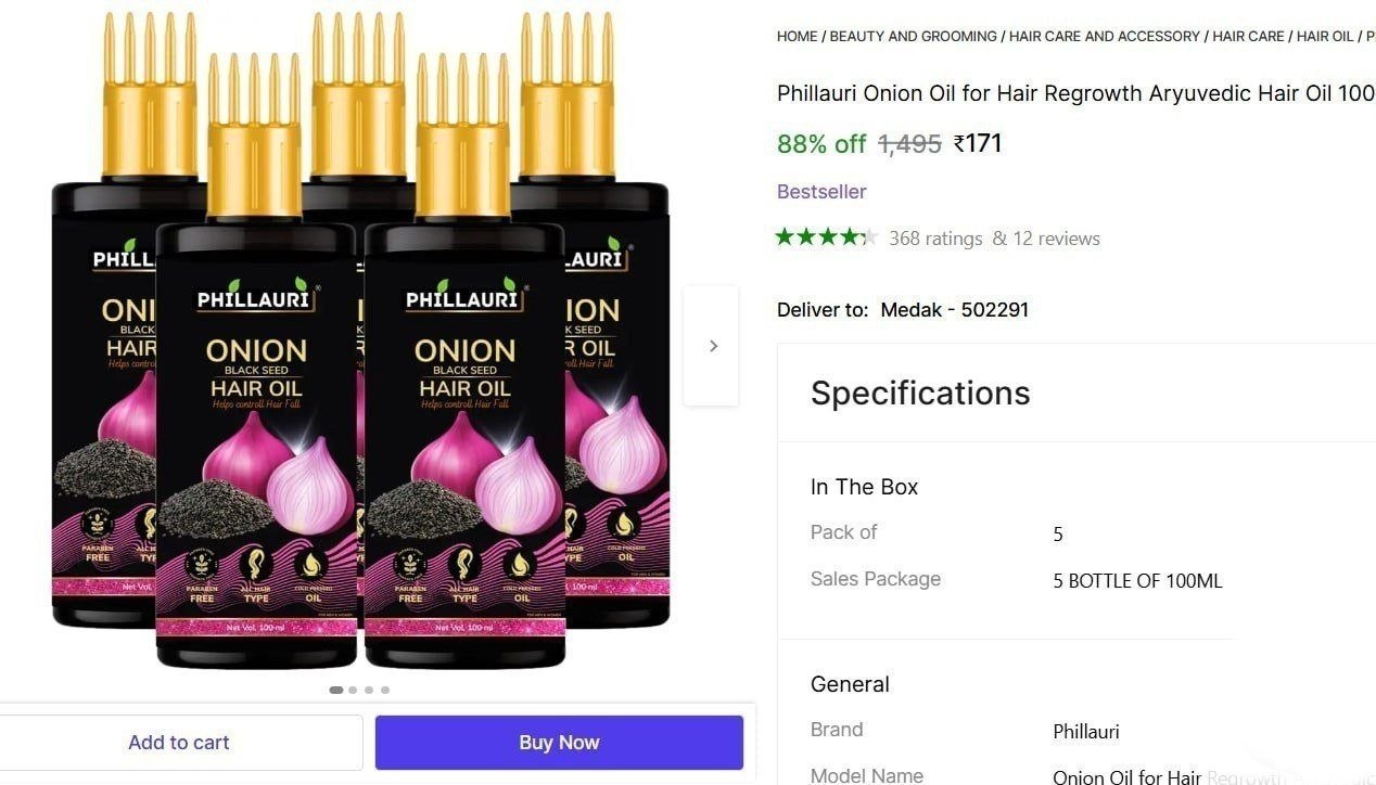 Phillauri Onion Oil for Hair Regrowth Aryuvedic Hair Oil 100ml (Pack of 5) Hair Oil Price in India - Buy Phillauri Onion Oil for Hair Regrowth Aryuvedic Hair Oil 100ml (Pack of 5) Hair Oil online at S