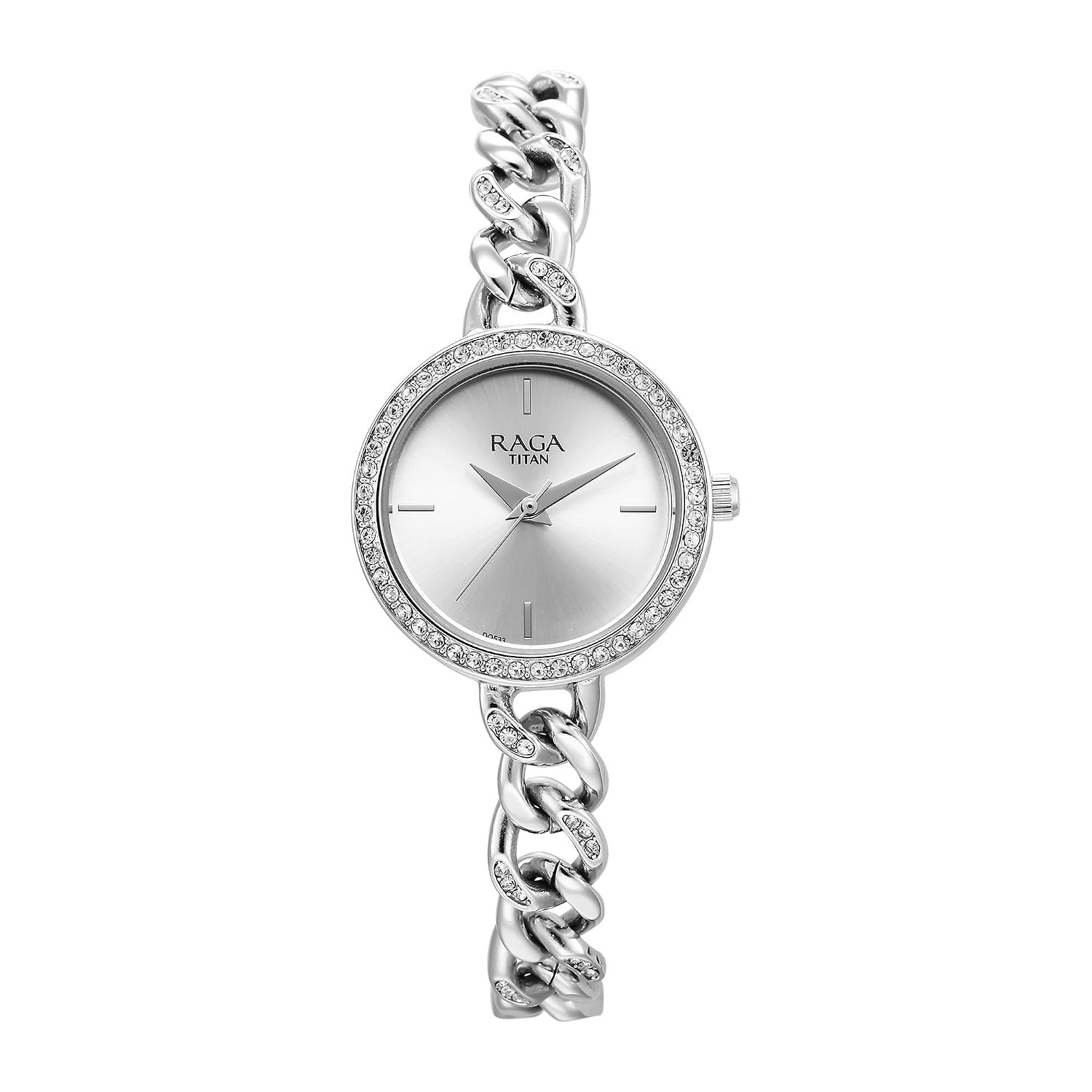 Titan Raga Showstopper Quartz Analog Silver Dial Silver Metal Strap Watch for Women - NT95288SM01