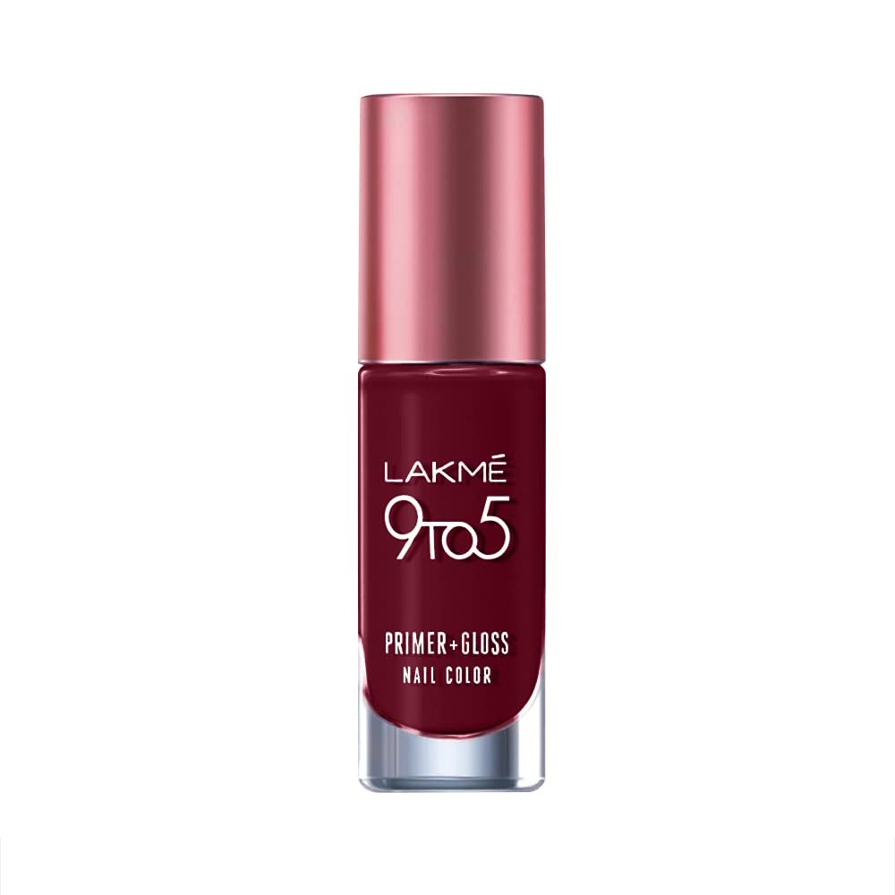 LAKMÉ 9To5 P+G Glossy Finish Nail Color Smokey Crimson 6Ml