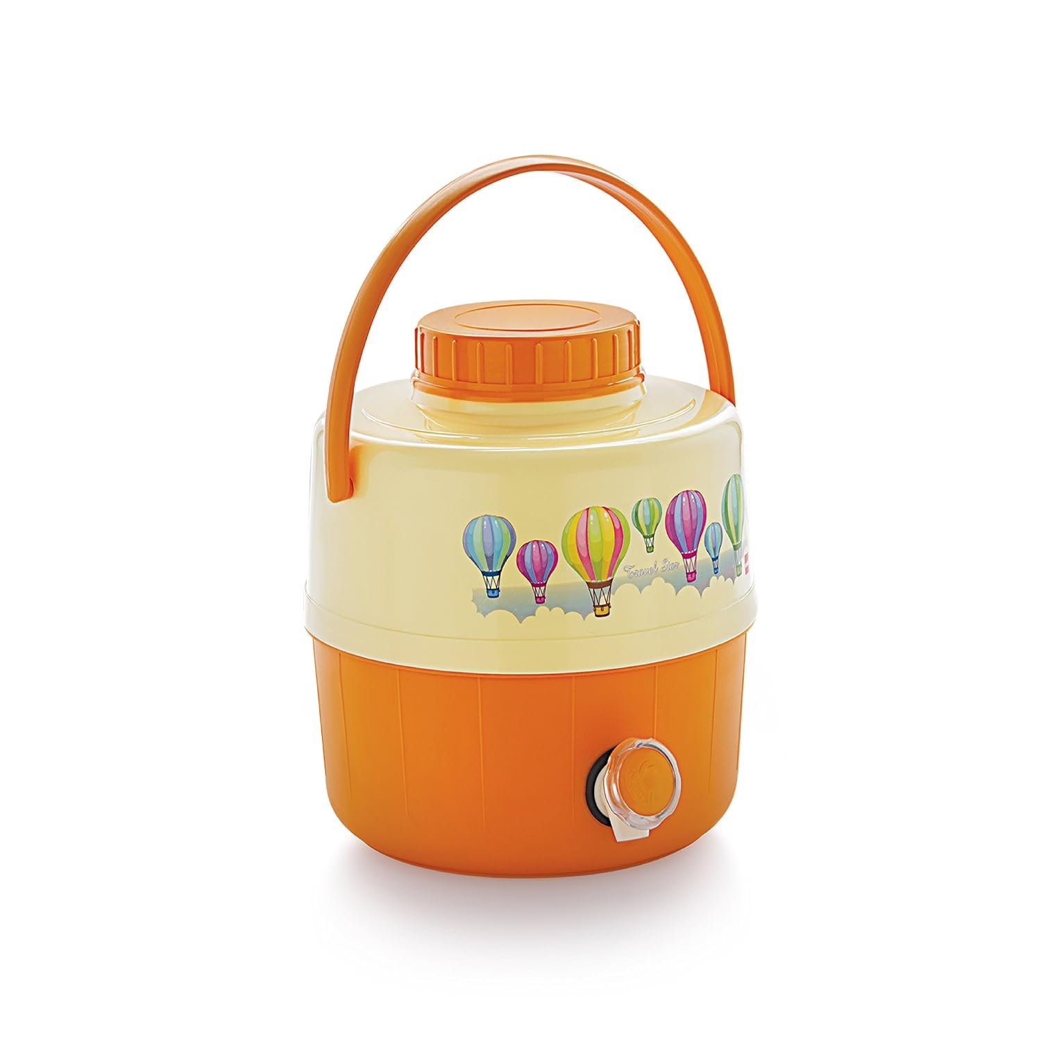 Cello Travel Star Pastic Insulated Water Jug | Inner Stainless Steel Jug | Hot & Cold | Easy to Carry | 16 litres, Orange