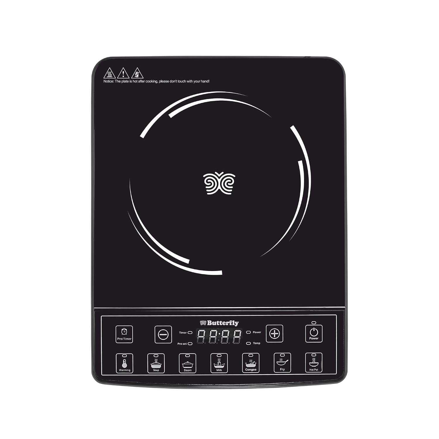Butterfly Amaze Pro Induction Cooktop | 2000 W Power with 5.5 KV Surge Protection | 7 Preset Indian Menu Options With 3 Hrs Timer | Touch Button | BIS Certified | 1 Year Warranty