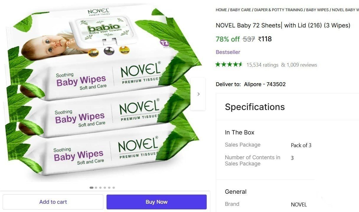 NOVEL Baby 72 Sheets| with Lid (216) Price in India - Buy NOVEL Baby 72 Sheets| with Lid (216) online at Shopsy.in