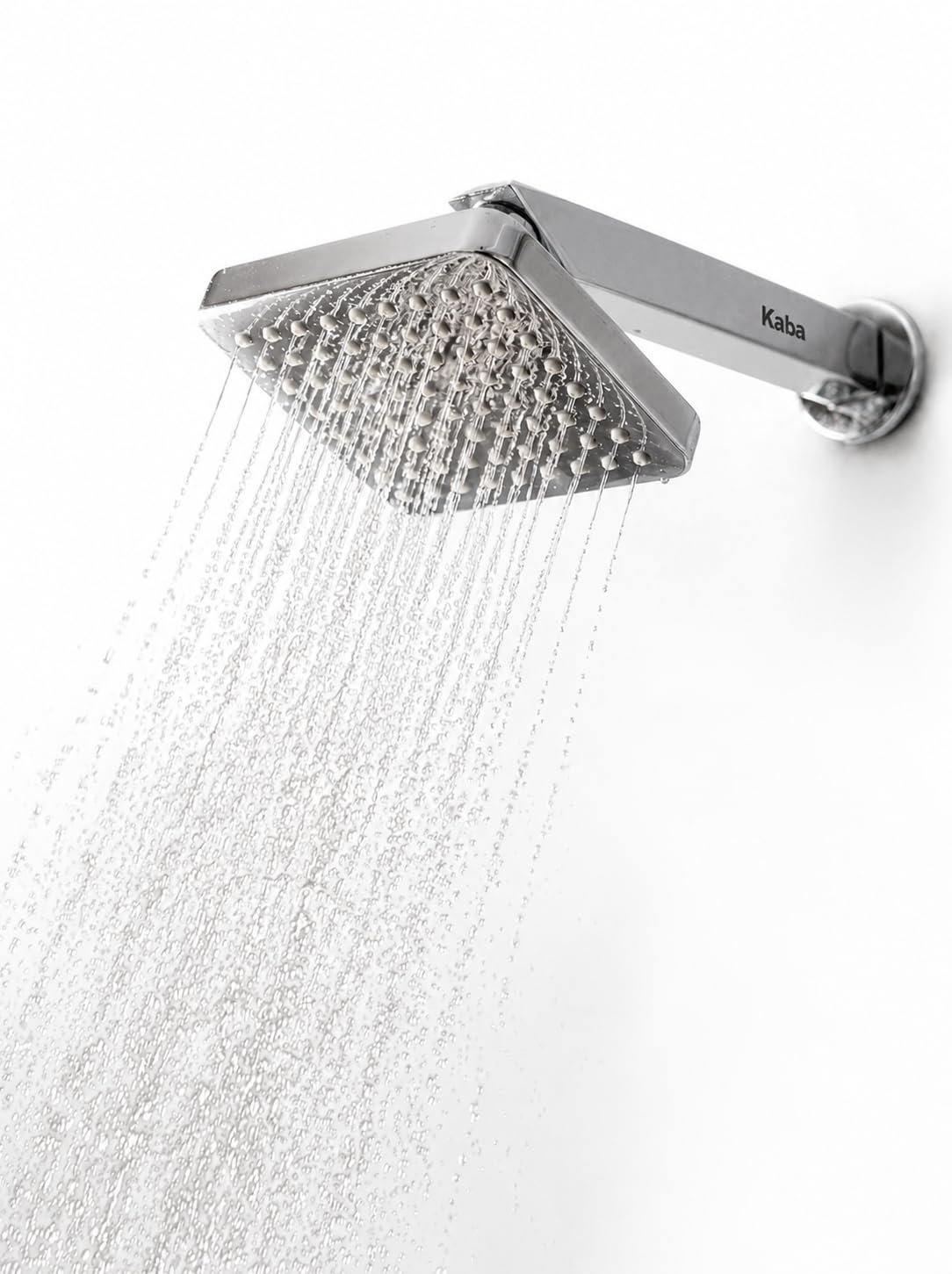 KABA by ACQUASO 4x4" Inch Square Overhead Rain Shower Head with 9" Inch Stainless Steel Arm | High Pressure Chrome Finish Shower | Wall Mounted Shower for Luxury Bathroom (MAGNET)