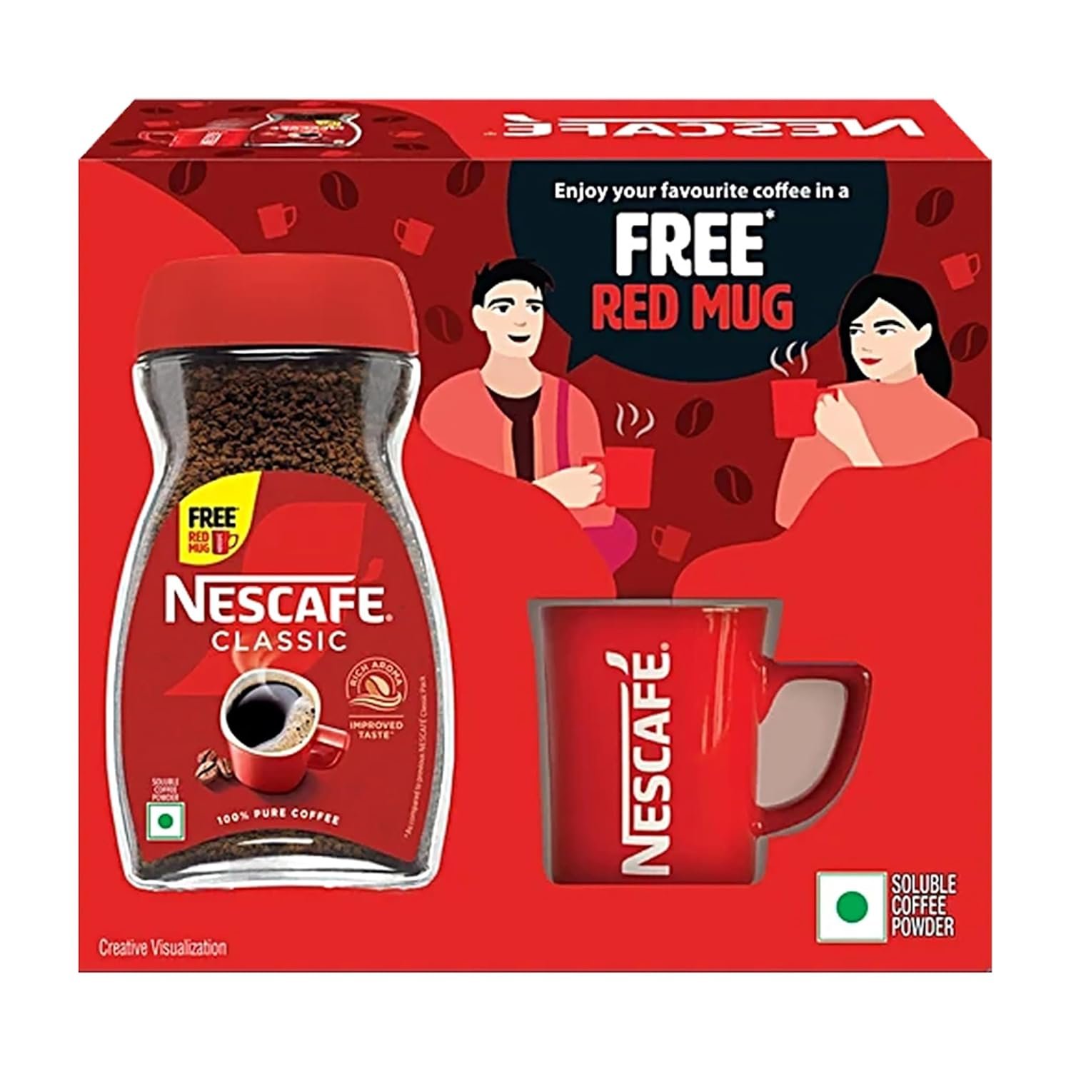 Nescafé Classic Instant Coffee Powder, 180g Jar, Free Red Mug, Box | 100% Pure Coffee. Enjoy the rich aroma and bold taste in every sip. Includes a Free Red Mug