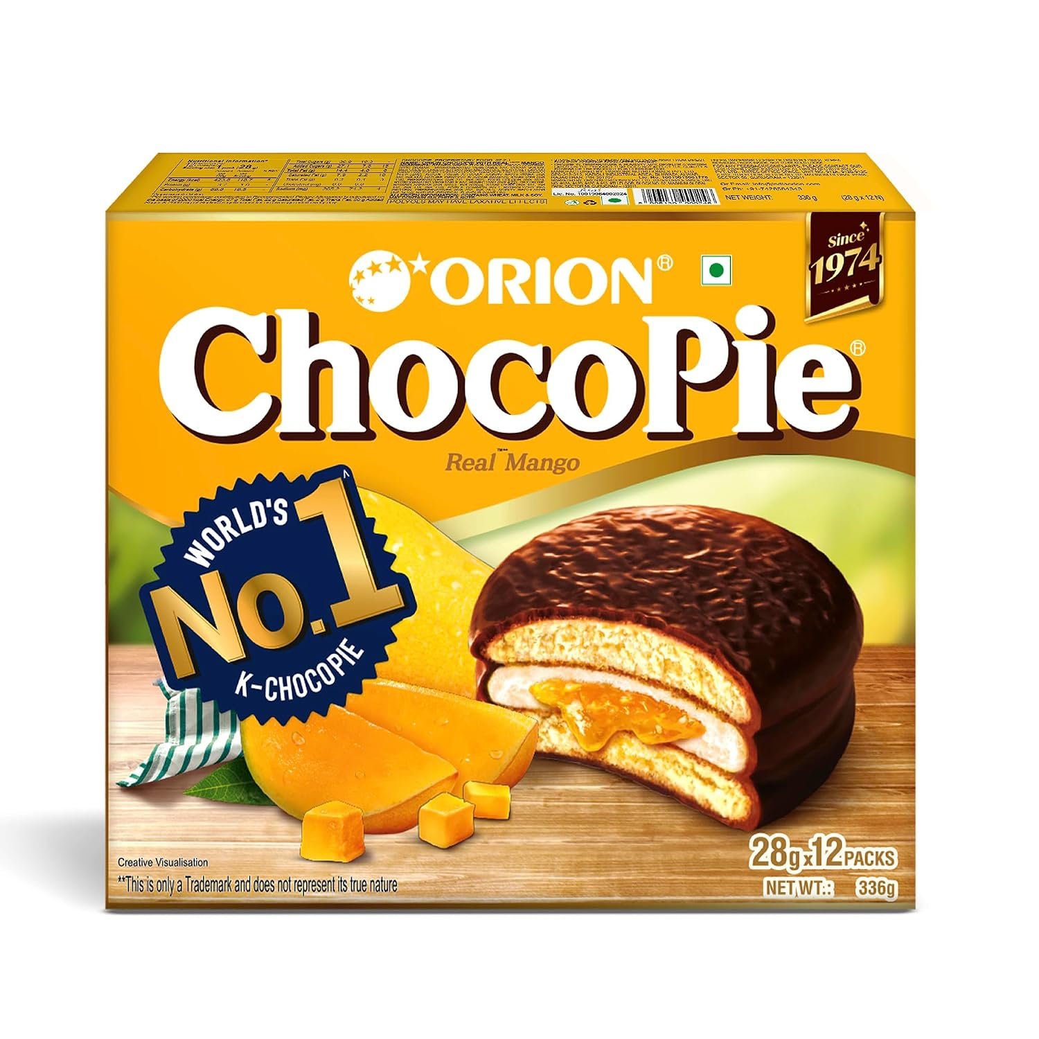 ORION Mango Choco Pie (12pies)|centre-filled chocolate biscuit