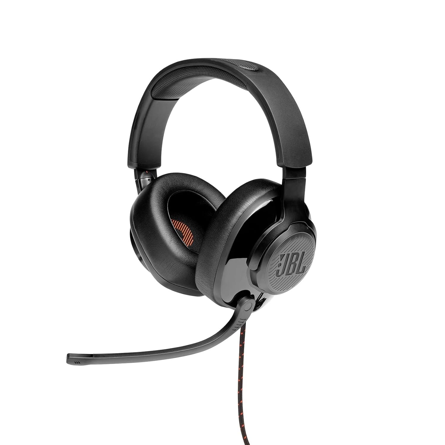 JBL Quantum Wired Over Ear Headphones with Mic (Black) | JBL QuantumSOUND Signature, 50mm, Flip-Up Boom Mic, Memory Foam, Windows Sonic, 3.5mm