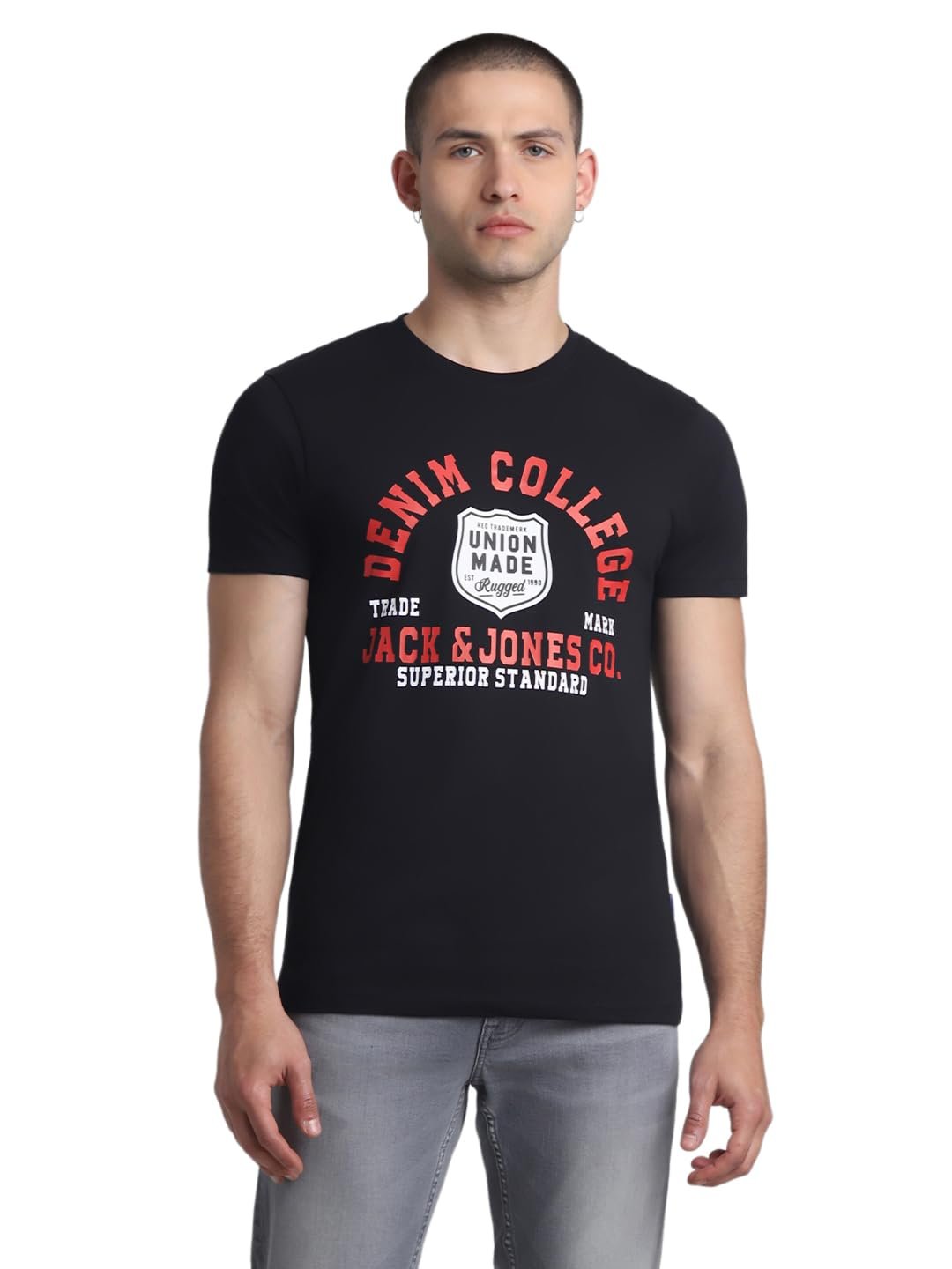 JACK JONES Cotton Letter T Shirt