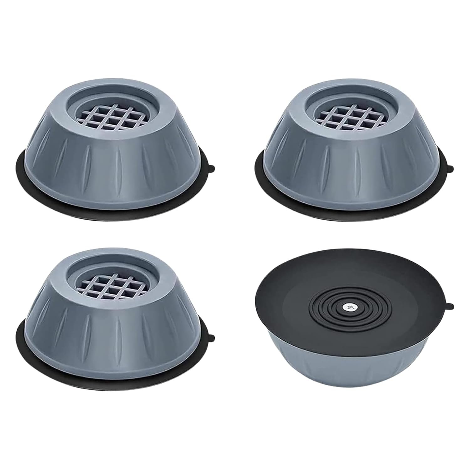 SoraChi Washing Machine Stand Set of 4 Anti Vibration Pads | Elevated Plastic Feet Reduce Noise & Vibrations | Protects Against Water Damage Rust | for Front Load Top Load Semi Automatic (6x6cm)