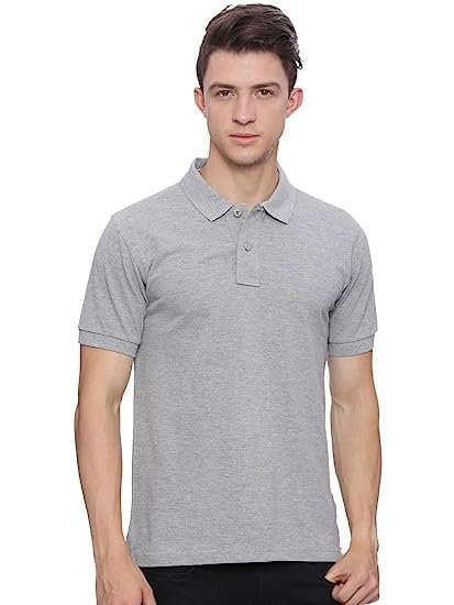 KEOTI® Poly Cotton(Mattey) Collar Neck Half Sleeves Tshirt for Men & Boys (Pack of 1), Plain-Regular Fit, Casual Wear, Polo Tees for Daily Use Stylish Comfortable Men’s T-Shirt