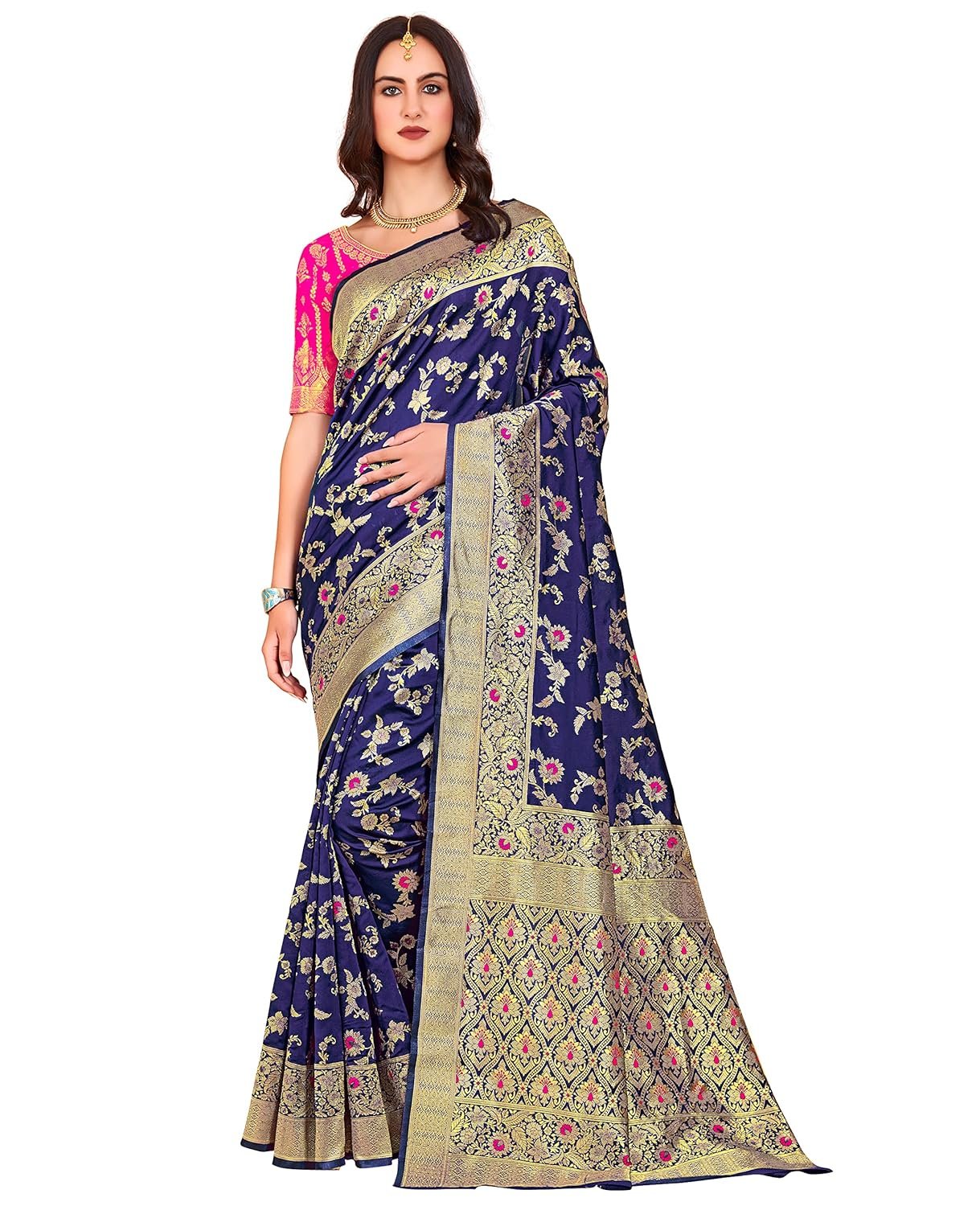 Glory Sarees Women’s Banarasi Silk Saree With Blouse Piece (Kara164_Parent)
