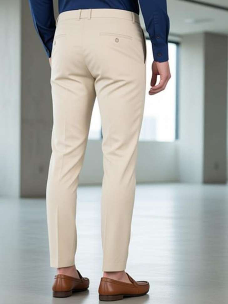k s fashion regular fit men cream trousers
