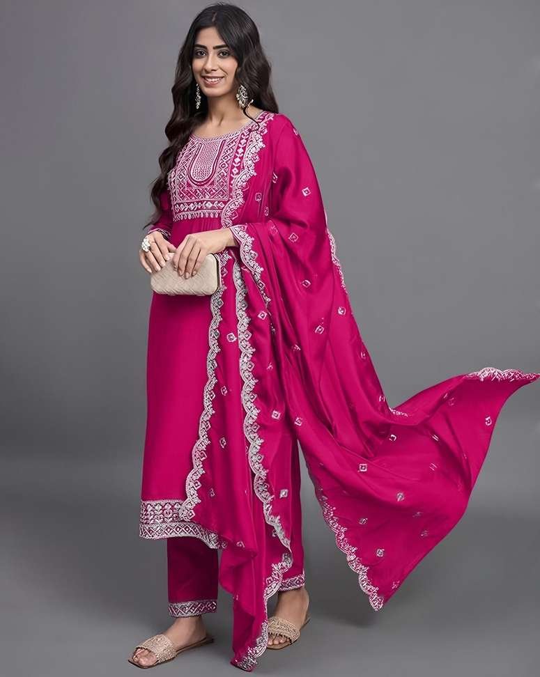 zestleaf embroidered applique kurta trouser pant dupatta set embroidered salwar set