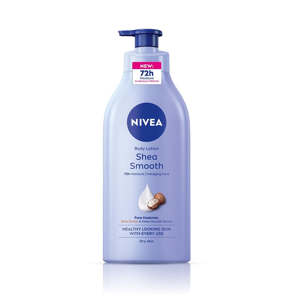 NIVEA Shea Smooth Body Lotion | Hyaluronic Acid & Shea Butter & Deep Nourish Serum Moisturizer | Lightweight Non-Greasy Body Cream | Body Moisturiser for 72H Hydration for Dry Skin | - 600ml