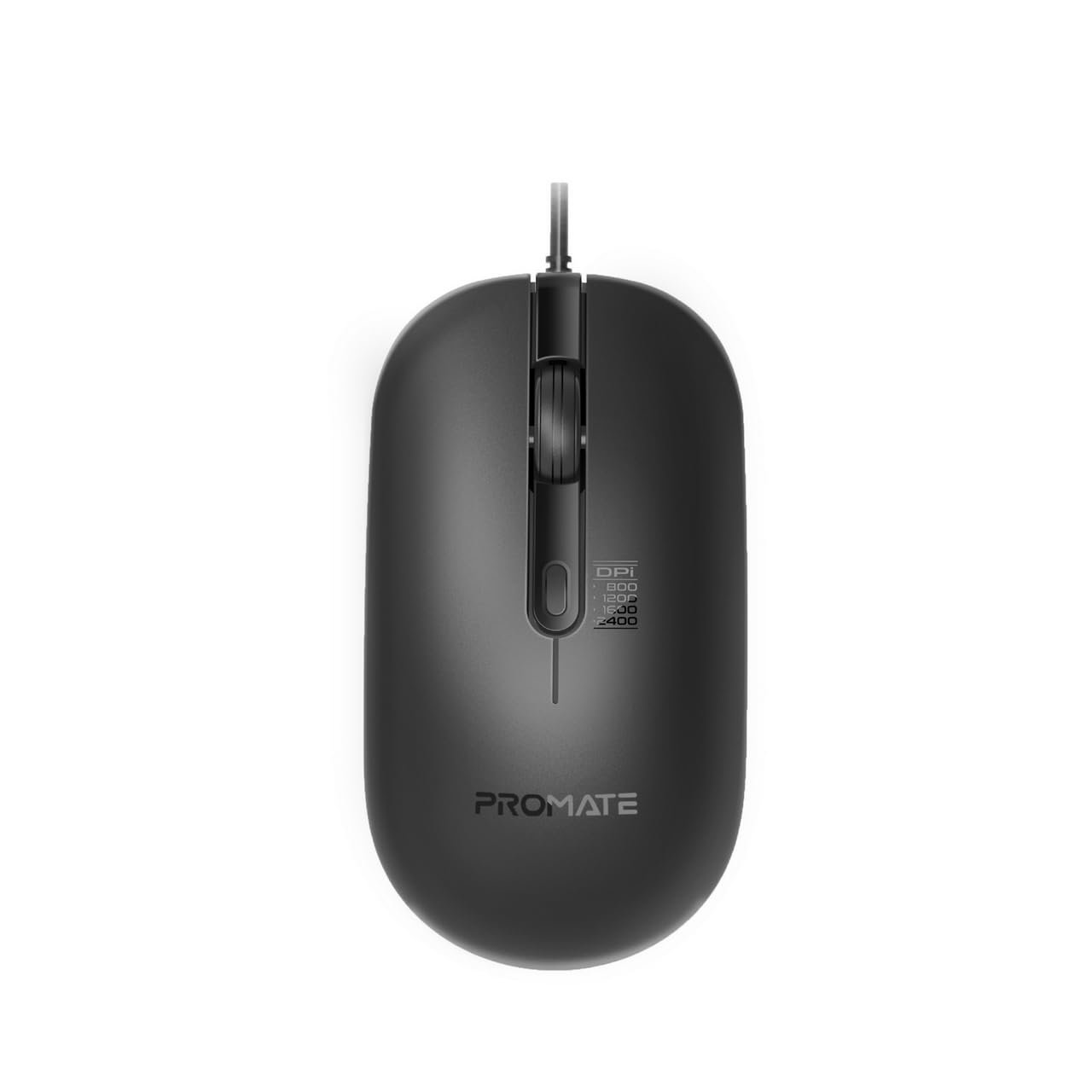 Promate Wired Mouse, Ergonomic Optical Mice with 6 Million Keystrokes, Adjustable 2400DPI, 4 Programmable Buttons, 1.5m Cord and Anti-Slip Grip for MacBook Pro, iMac, ASUS, Dell, CM-2400
