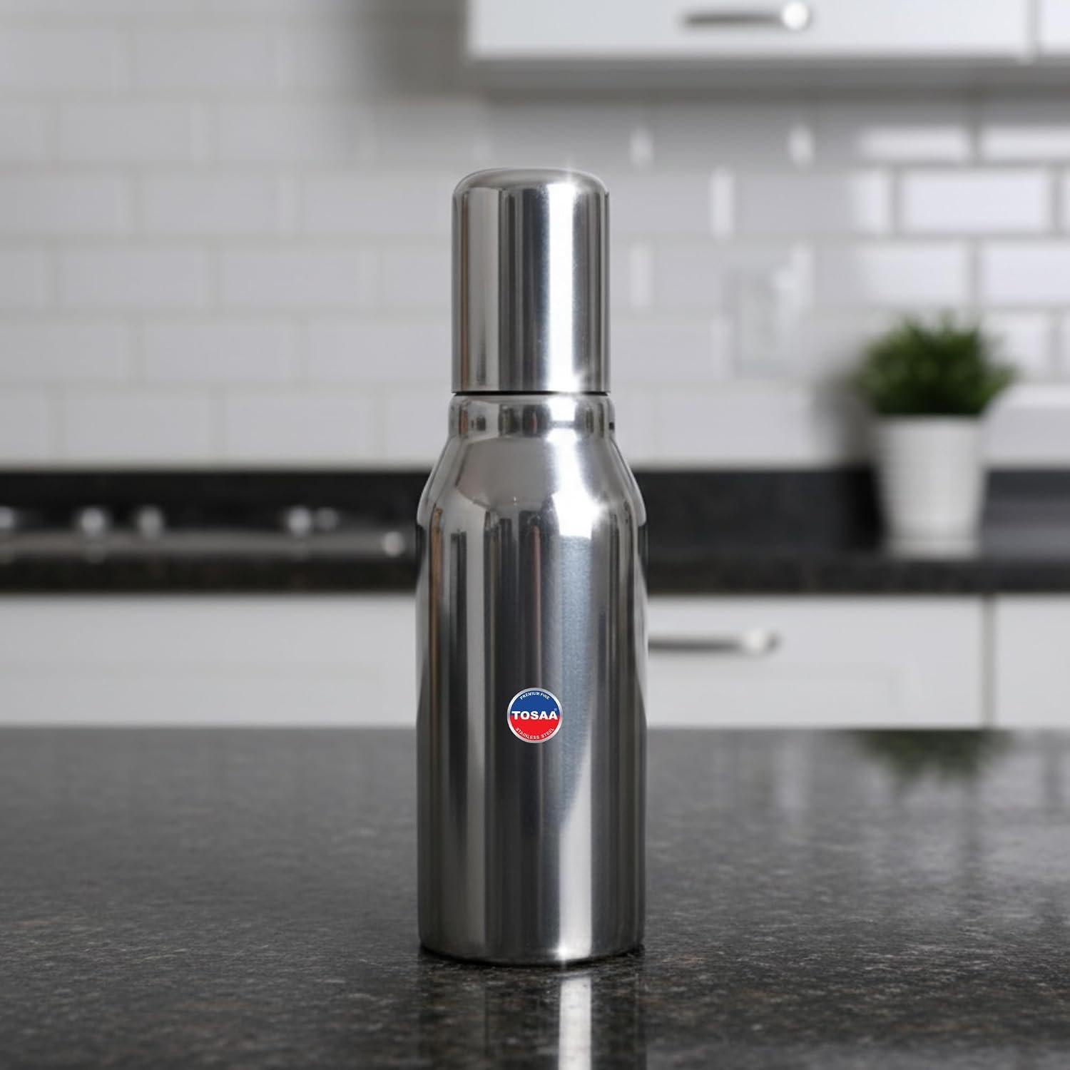 TOSAA Stainless Steel Oil Can, Easy Flow Stainless Steel Oil Dispenser Bottle with Cap | Air-Tight Spill-Proof (750 ML)