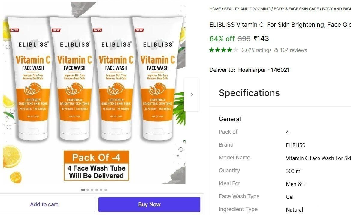 ELIBLISS Vitamin C  For Skin Brightening, Face Glow And Deep Cleansing  Men & Women All Skin Types Face Wash Price in India - Buy ELIBLISS Vitamin C  For Skin Brightening, Face Glow And Deep Clean