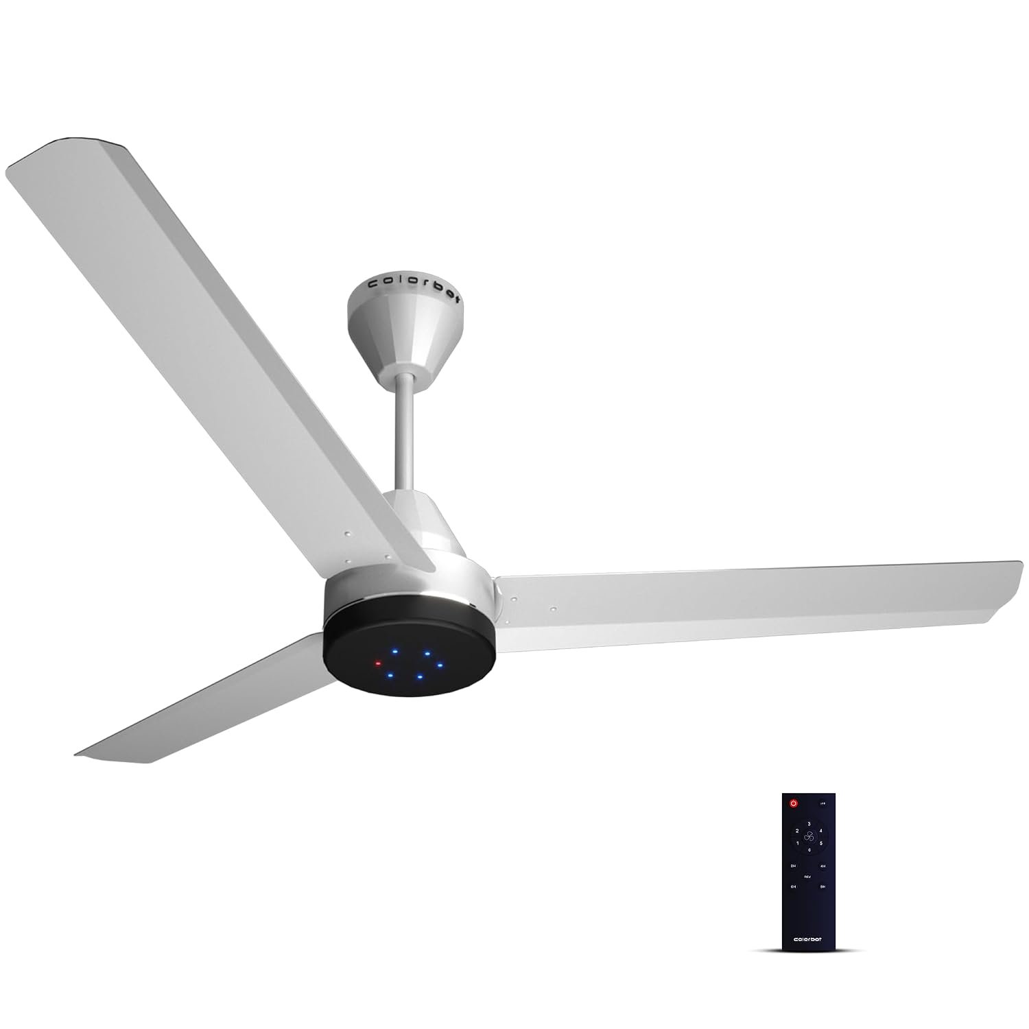 Colorbot Stella BLDC Ceiling Fans 1200mm | BEE 5 Star Rated Power Saver | AeroQuiet+ Technology | 370 RPM | Remote Control (Boost, Timer, LED, Reverse Mode) | 4 Years Warranty (Arctic White)
