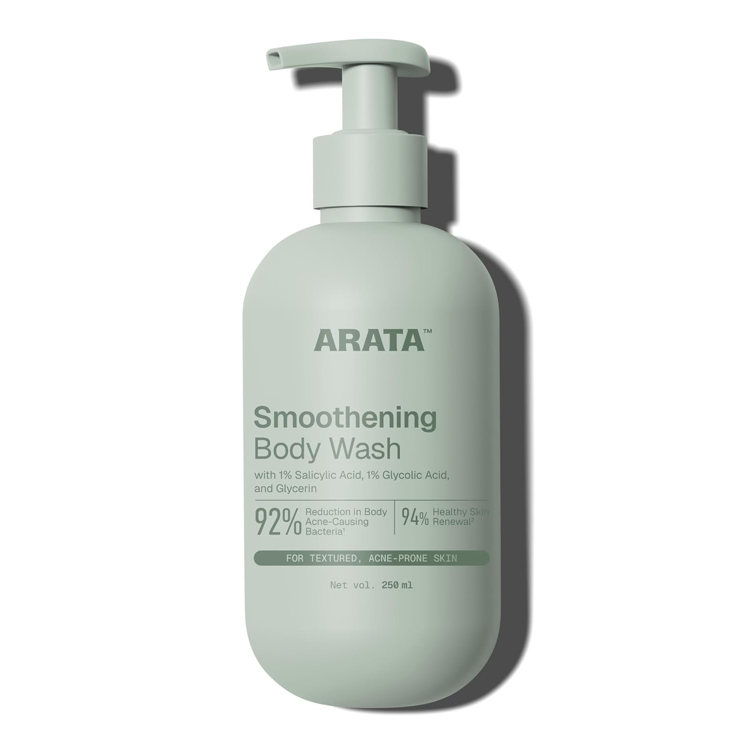 Arata 1% Salicylic Body Wash for Bacne & Dry Skin | 92% Reduction in Body Acne Causing Bacteria | Exfoliating Shower Gel for Rough & Uneven Skin | Scientifically Proven & Derma Tested | 25