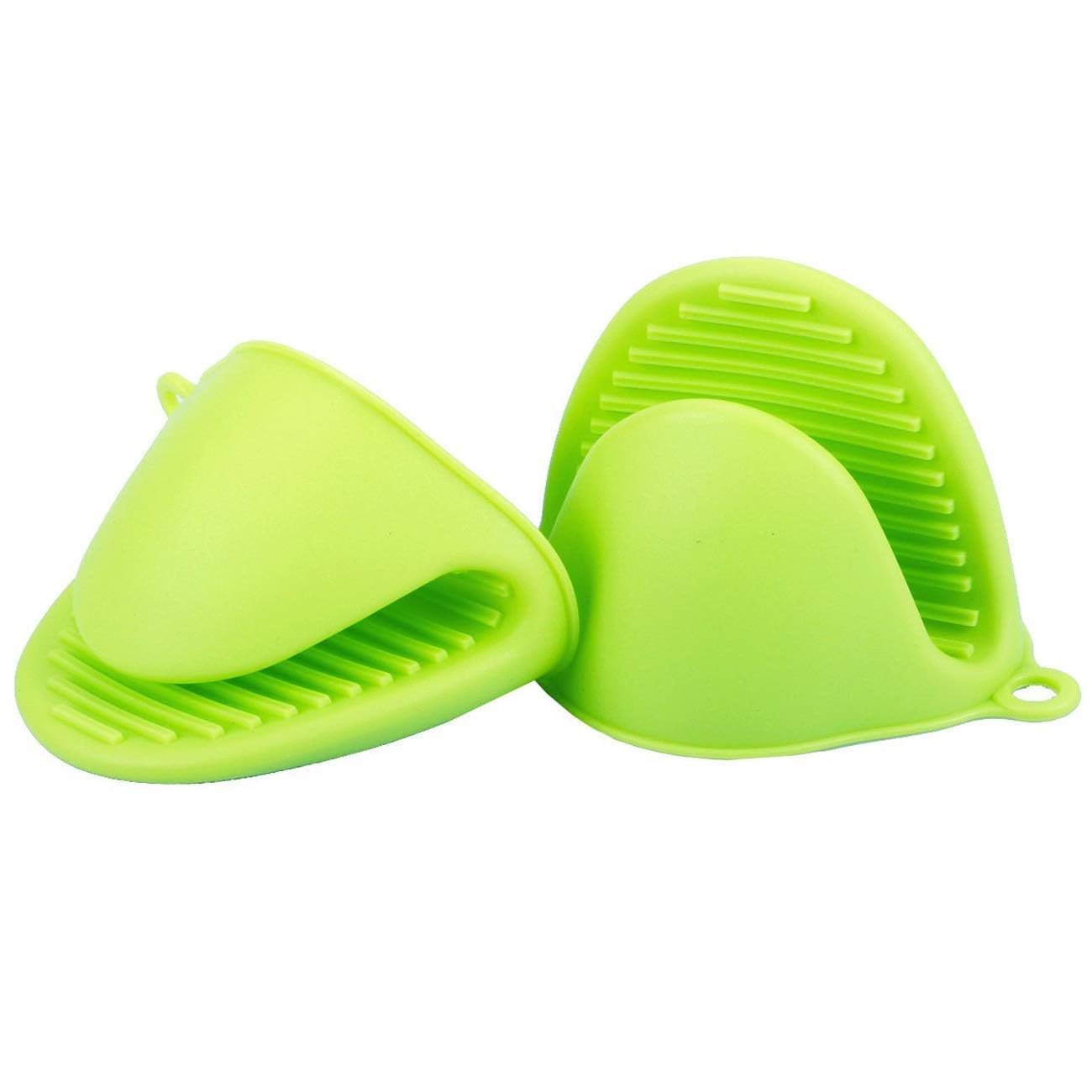 Moldberry Silicone Mini Oven Mitts Heat Resistant Pot Holders | Non-Slip Pinch Grip for Hot Pots, Pans & Bakeware | Easy-Clean Silicone Kitchen Mittens (1 Pair, Random Color)