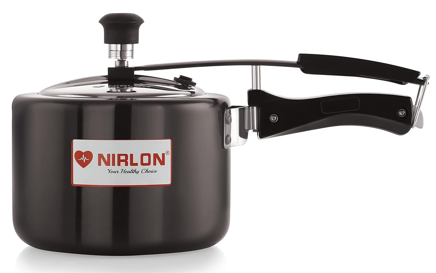 NIRLON Induction and Gas Compatible Hard Anodised Inner Lid Aluminium Pressure Cooker, 3 Litre, Black