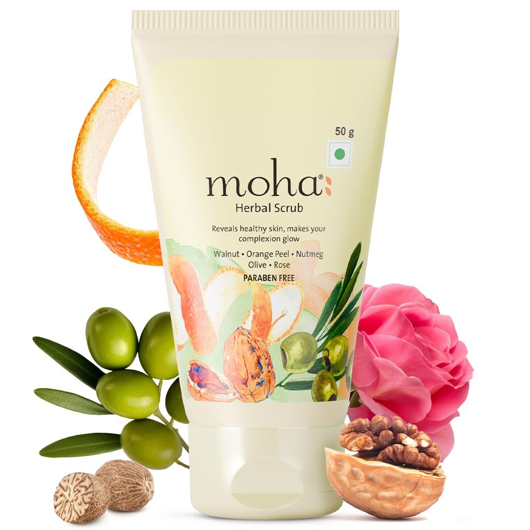 Moha Walnut Face Scrub with Walnut Powder & Aloe Vera | Gentle Exfoliating Scrub for Glowing Skin & Smooth Texture | Dual-Action Polish for Deep Cleansing & Pore Purifying | Face Scrub for