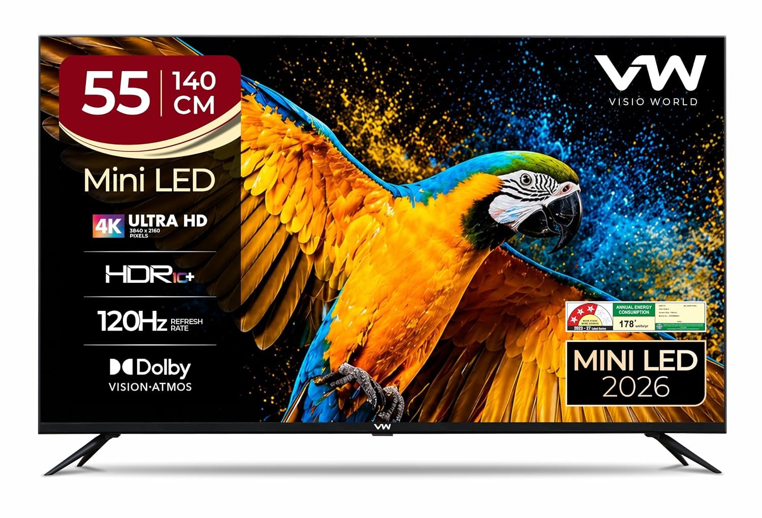 VW 140 cm (55 inches) 4K Ultra HD QLED Smart Mini LED Google TV VW55MINIQ1