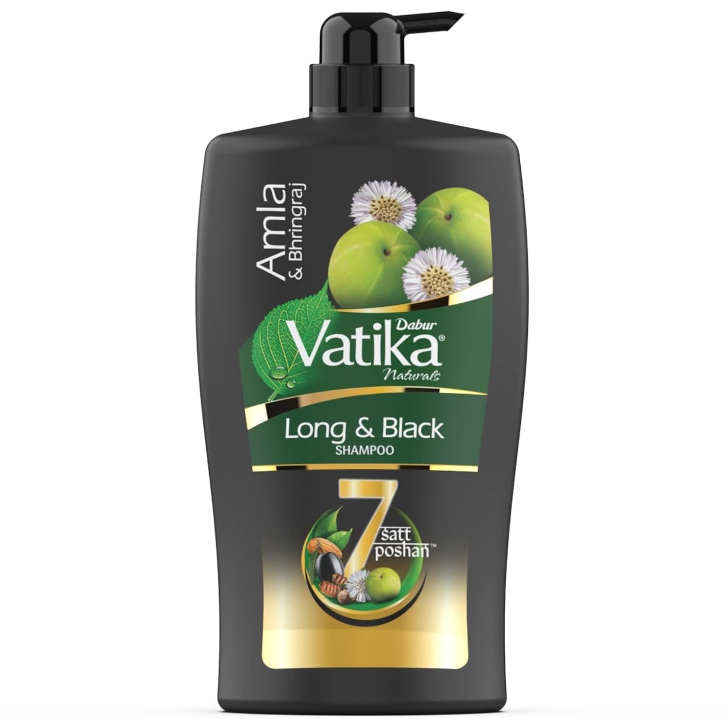 Dabur Vatika Long & Black Shampoo - 1 L | With Amla & Bhringraj | For Shiny, Long & Black Hair | No Added Parabens | Provides Gentle Cleansing, Conditioning & Nourishment to Hair