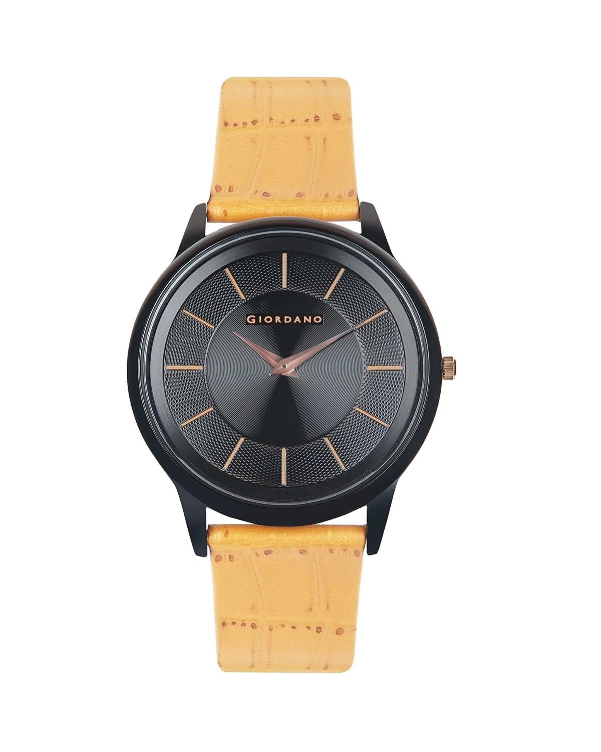 Giordano Formal Analog Watch for Men's Elegant Dial Style Water Resistant Casual Watch Round Shape with Metal Case Leather Belt Wrist Watch for Men - -GD4101