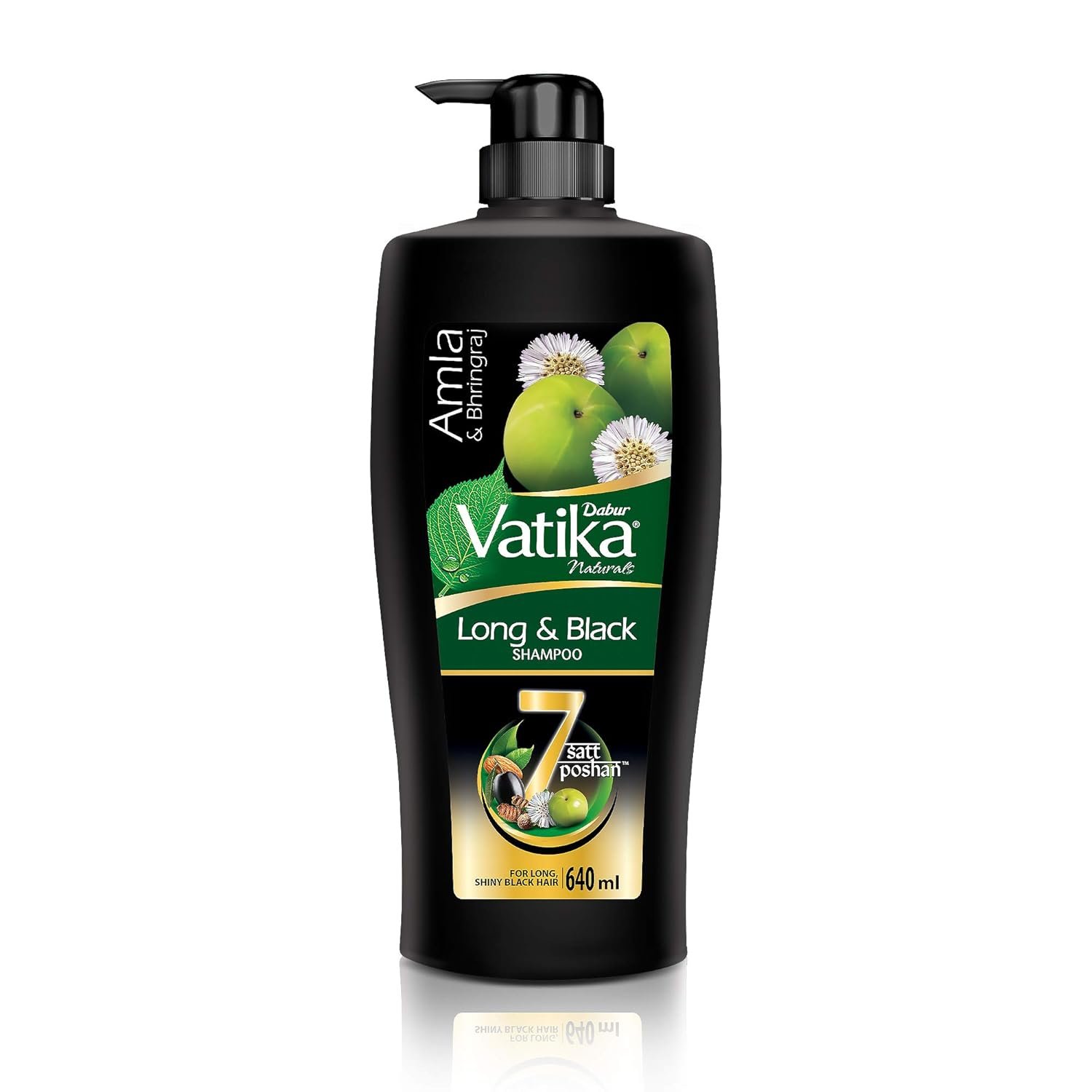 Dabur Vatika Long & Black Shampoo - 640 ml | With Amla & Bhringraj | For Shiny, Long & Black Hair | No Added Parabens | Provides Gentle Cleansing, Conditioning & Nourishment to Hair