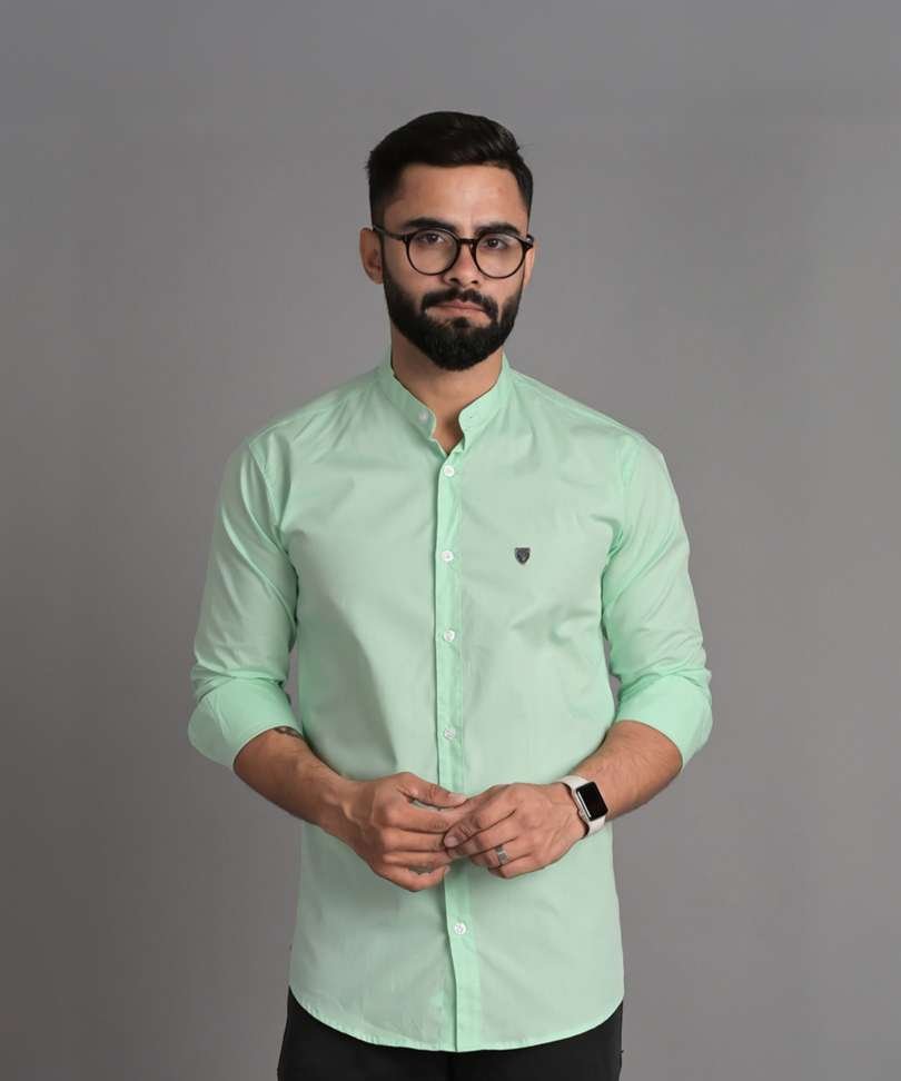 fubar men solid casual light green shirt