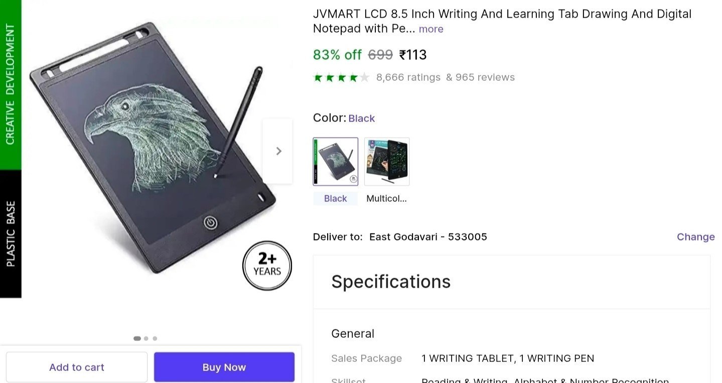 JVMART LCD 8.5 Inch Writing And Learning Tab Drawing And Digital Notepad with Pen Price in India - Buy JVMART LCD 8.5 Inch Writing And Learning Tab Drawing And Digital Notepad with Pen online at Shops