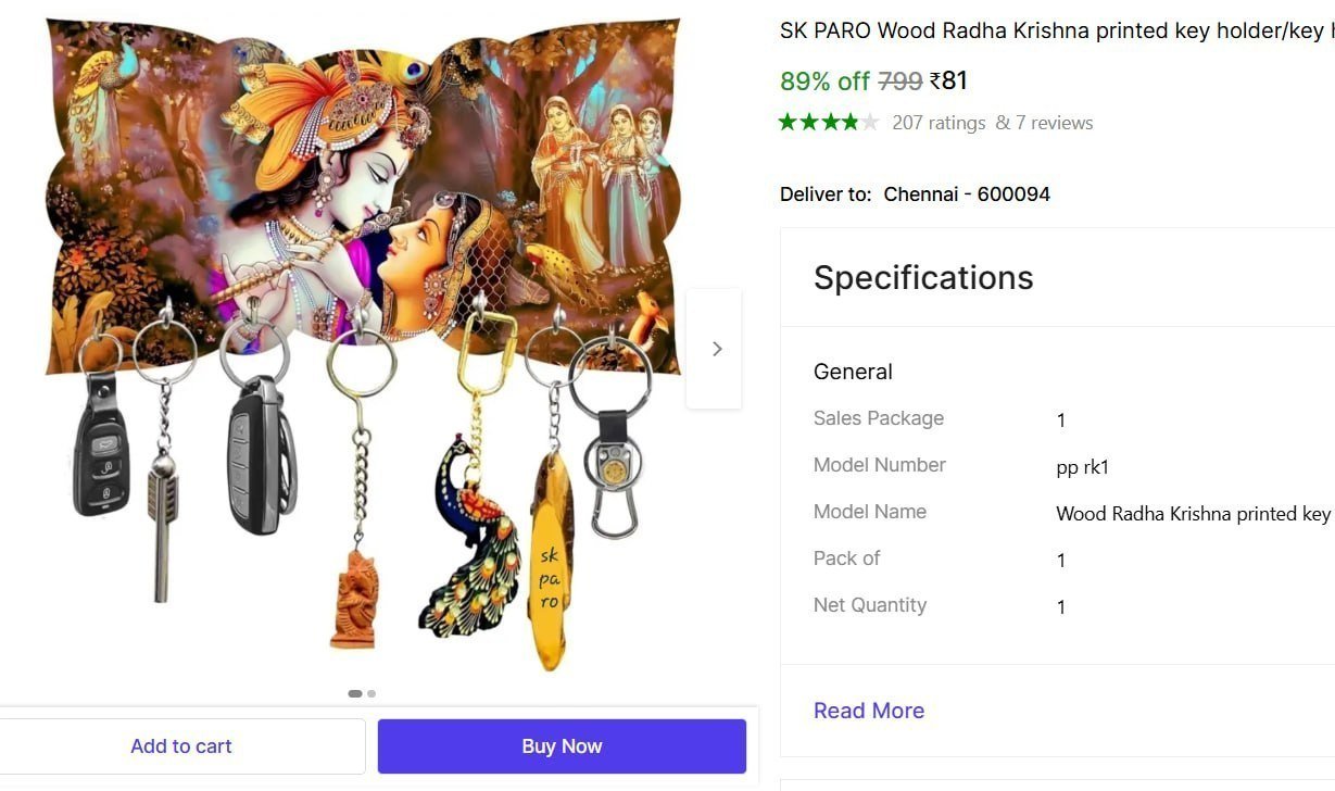SK PARO Wood Radha Krishna printed key holder/key hanger for home and Office Wood Key Holder Price in India - Buy SK PARO Wood Radha Krishna printed key holder/key hanger for home and Office Wood Key 