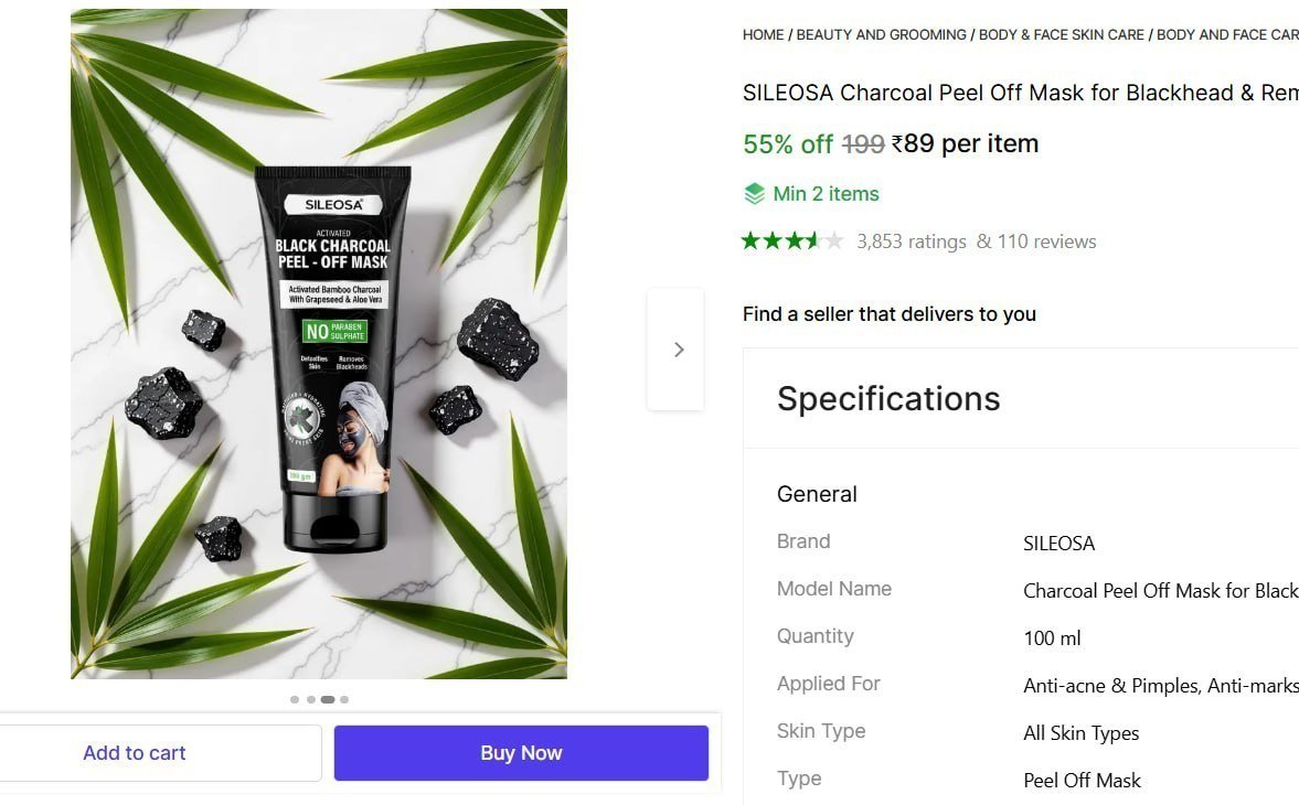 SILEOSA Charcoal Peel Off Mask for Blackhead & Remove Impurities for Men & Women Price in India - Buy SILEOSA Charcoal Peel Off Mask for Blackhead & Remove Impurities for Men & Women o