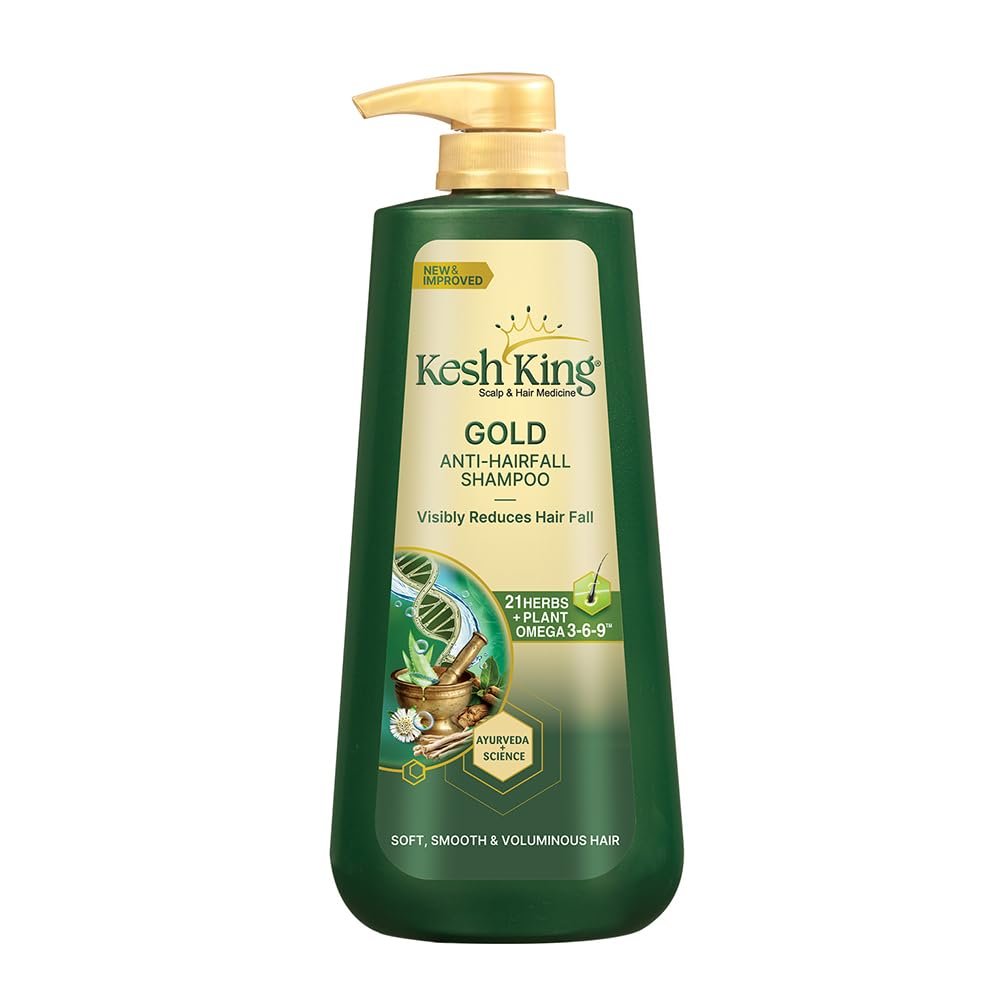 Kesh King Gold Anti Hairfall Shampoo, Reduces Hair Fall, Makes Hair Strong, Strengthens, Nourishes & Conditions, For Soft, Smooth & Voluminous Hair, for Men and Women, 600 ml