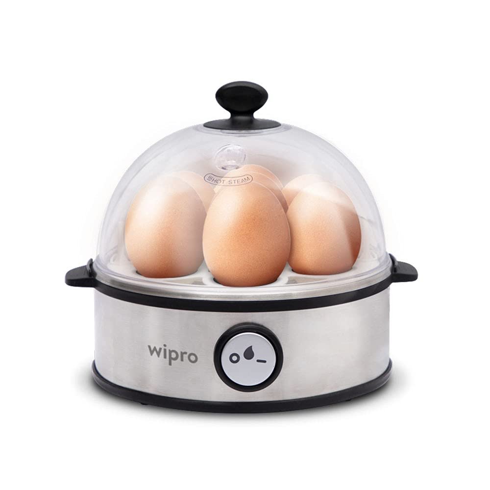 Wipro Vesta Electric 360 Watt Egg Boiler Boils up to 7 Eggs at a time|Steaming bowl for poaching|3 Boiling Modes|SS Body and Heating Plate| White, Standard | 1 Year Product Warranty