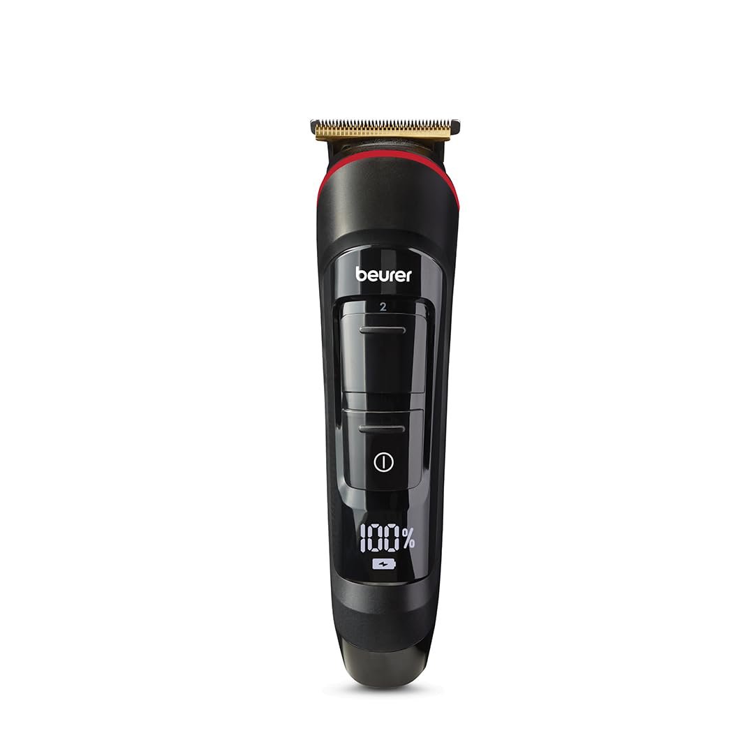 Beurer MN9X Multigroomer Men's Trimmer|Stainless Stee1 Blade with Titanium Coating|11-in-1 Complete kit for Beard,Hair,Ear,Nose|Waterproof|Battery Operated|90Min Runtime|Black