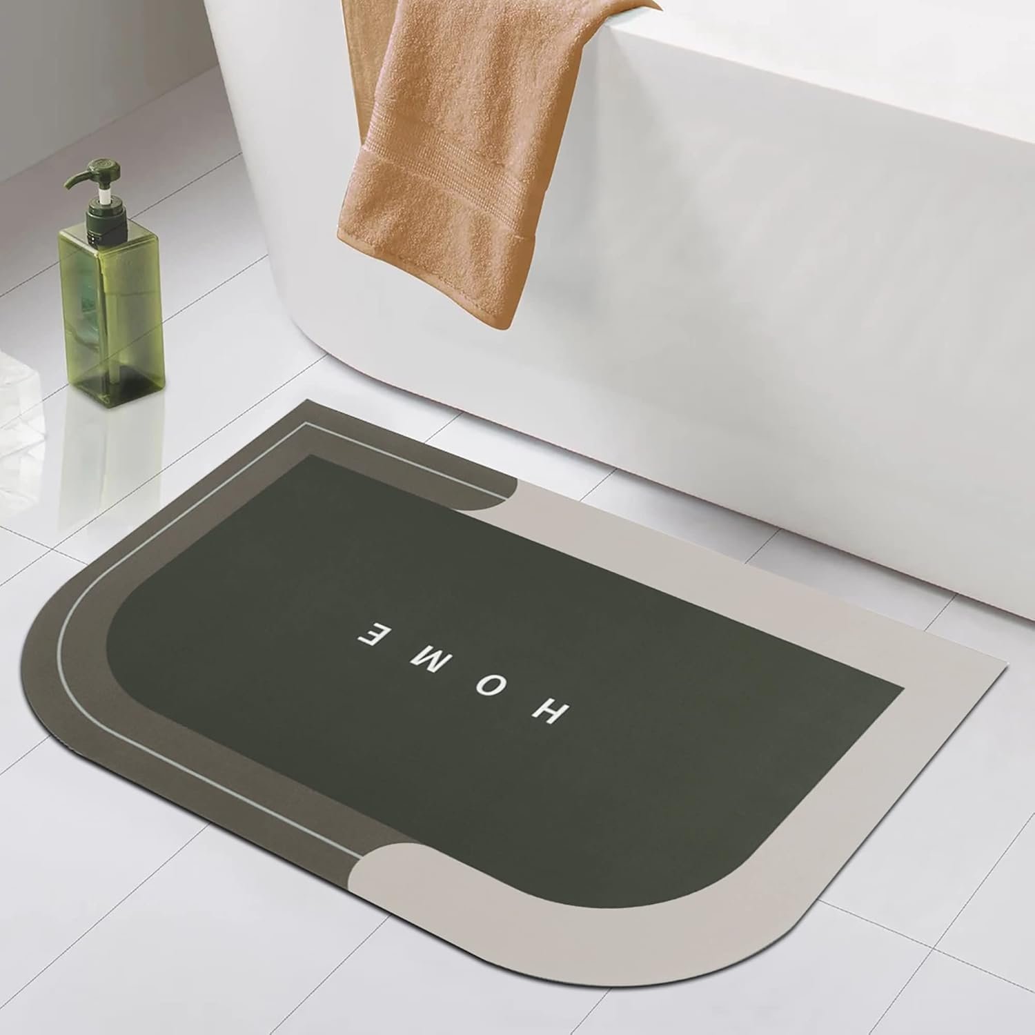 Rubber Bath Mat 4 MM, Anti-Skid Water Soaking Bathroom Rug Door,Floor mat, Soft Quick Dry Water Absorbent Mat for Home Office 40x60cm - Grey