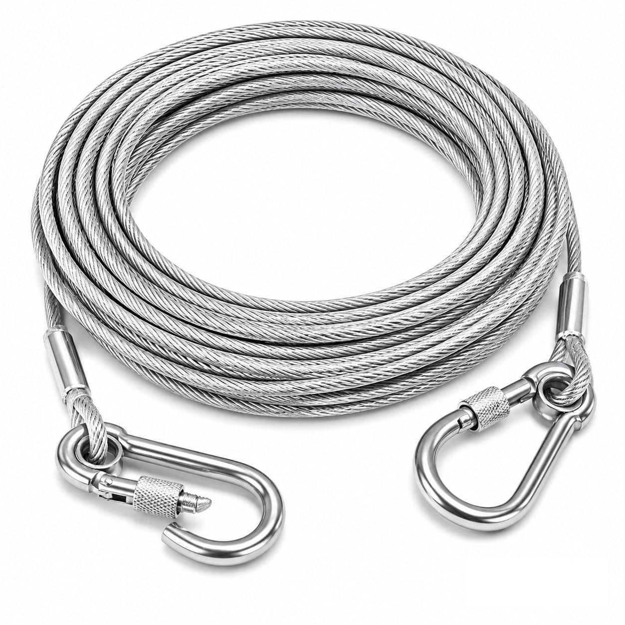 10 Meter Heavy Duty Clothes Drying Rope with Hooks | Strong Steel Clothesline for Balcony, Travel, Camping & Home Use | Rust Resistant Silver Clothes Line