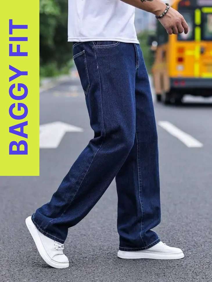 shre ce loose fit men dark blue jeans