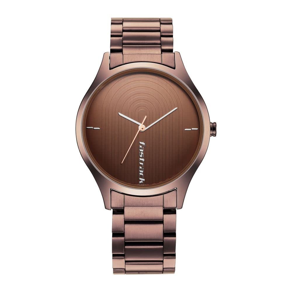 Fastrack Style Up Quartz Analog Brown Dial and Brown Stainless Steel Strap Watch for Guys - NT3184QM02