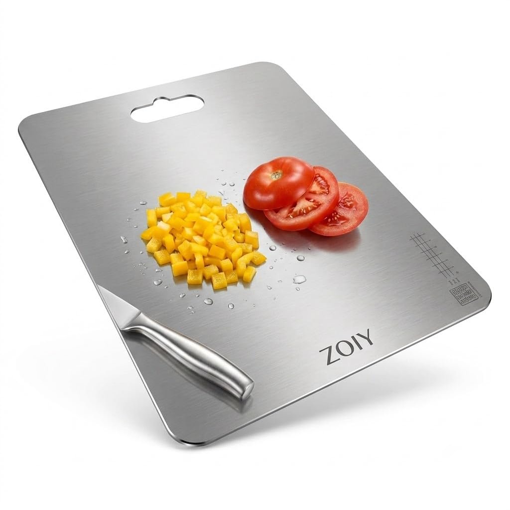 Stainless Steel Cutting Board | Premium Steel Chopping Board for Kitchen | Hygienic & Rust Proof | Ideal for Fruits, Vegetables & Meat | 31 x 21 cm