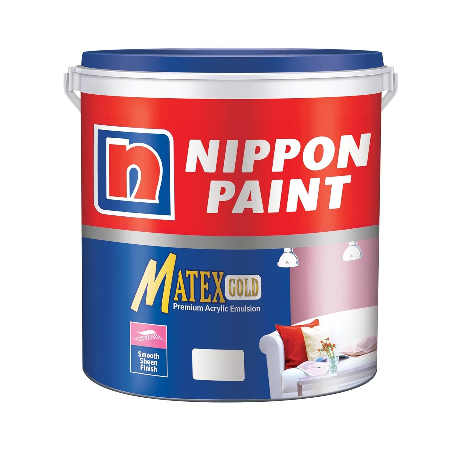 Nippon Paint Matex Gold Interior Emulsion Paint(20L, White, Smooth Sheen)-Low VOC, Washable Paint for safe environment-20% Higher Coverage, Hides uneveness-Living Room, Bedroom, Home Walls-20 Ltr